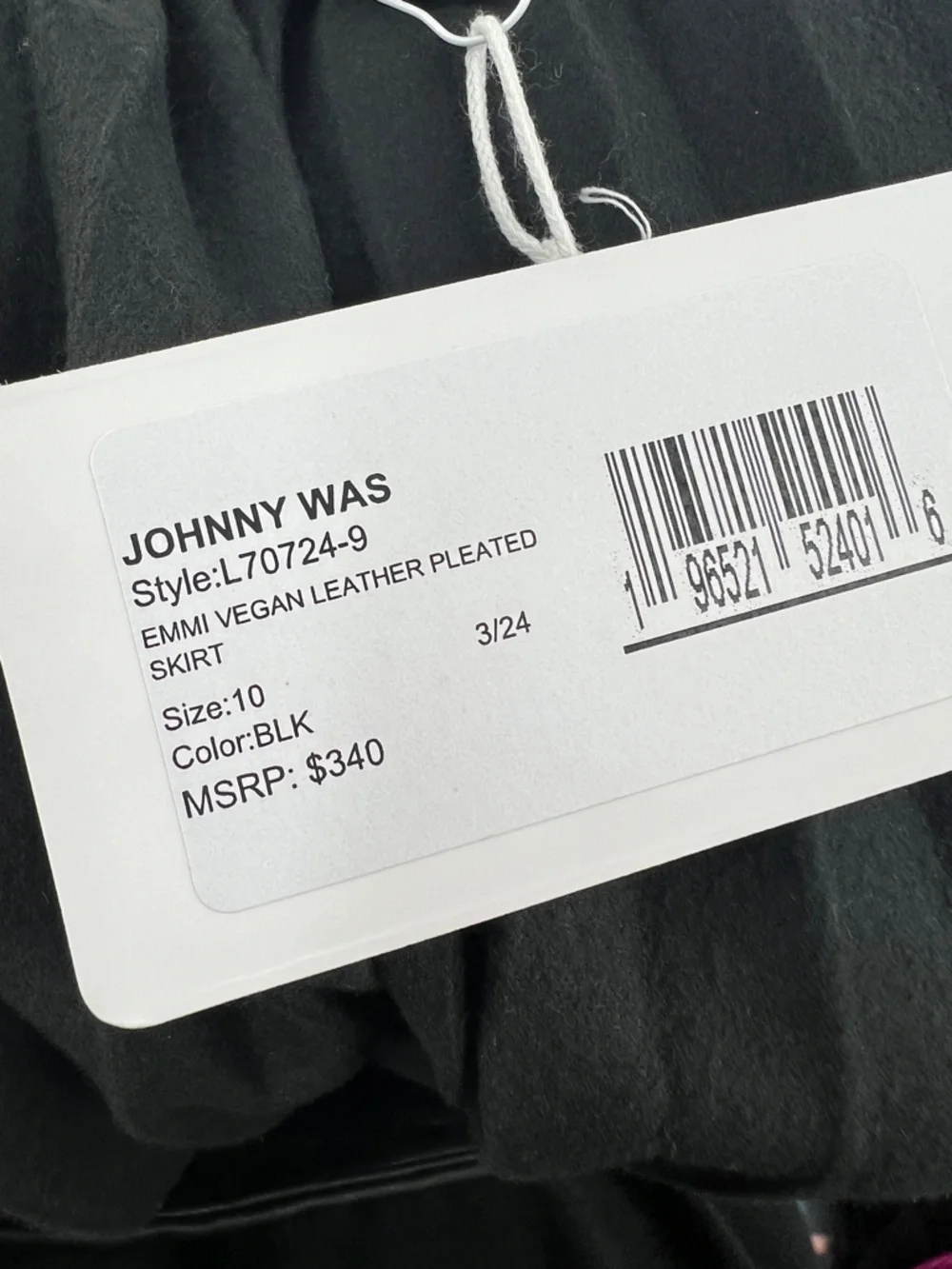 Johnny Was NWT Emmi Vegan Leather Pleated Midi Skirt in Black size 10